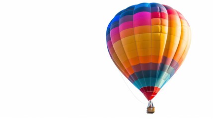 Obraz premium A traditional hot air balloon with colorful panels, isolated on white background