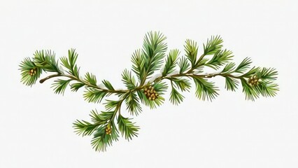 Obraz premium tree branch with cones with wight background 