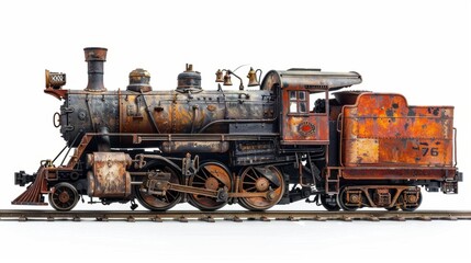 Obraz premium A vintage train engine with classic design, isolated on white background