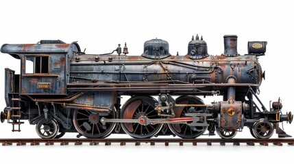Obraz premium A vintage train engine with classic design, isolated on white background