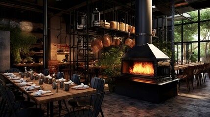 Fototapeta premium A photo of a modern barbecue restaurant