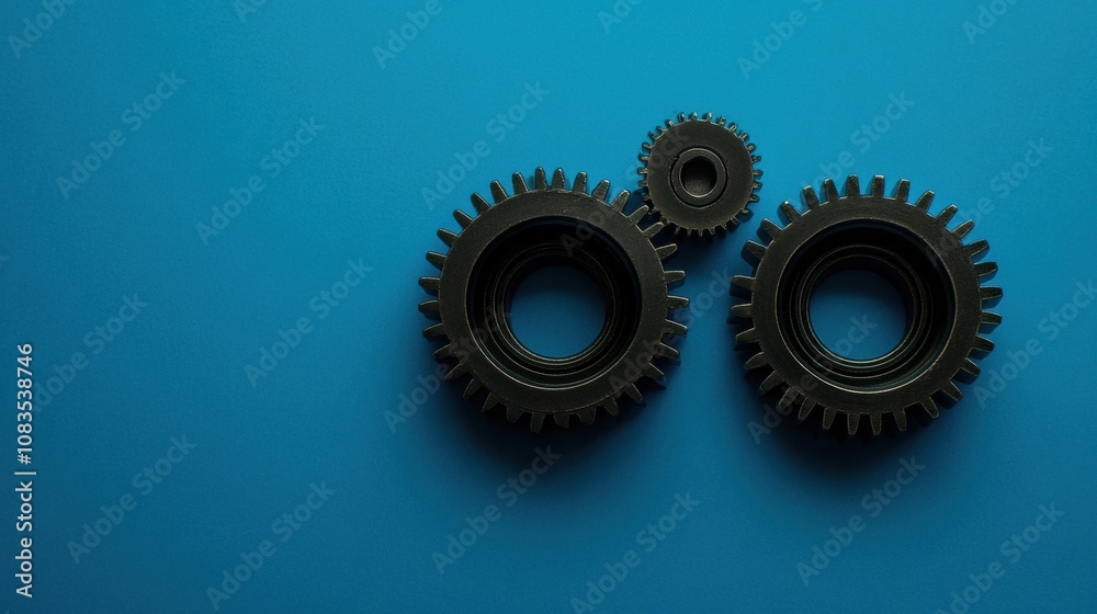 Poster the arrangement features three distinct gears alongside a microprocessor emphasizing their roles in 