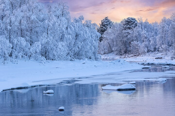 River Glomma in the winter, Norway