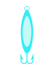 Fishing spoon. Fishing spoon of blue color for catching live fish at different times of the year. Winter fishing spoon.
