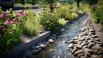 Obraz premium A photo of a rain garden designed to capture and filter
