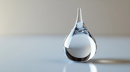 Fototapeta premium Single Water Drop Suspended in Mid-Air - A single water drop, suspended in mid-air, appears as a transparent sphere, reflecting light and showcasing the beauty of simple forms and natural element