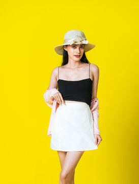 Western Elegance: Black and White Skirt Mockup Inspiration With a Yellow background