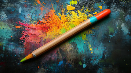 A crayon with bright colors.