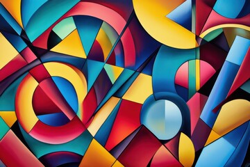 Obraz premium A vibrant abstract composition featuring geometric shapes and bold colors.