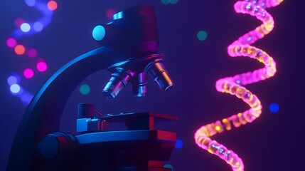 Microscope displaying intricate genetic modification process, symbolizing advanced scientific research and potential for biotechnology breakthroughs.
