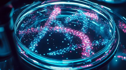 Microscope displaying intricate genetic modification process, symbolizing advanced scientific research and potential for biotechnology breakthroughs.