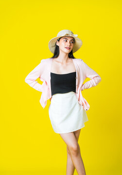 Sophisticated Black and White Outfit for Western Skirt Mockups With a Yellow background