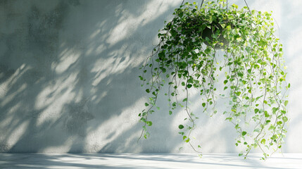 Chlorophytum comosum hanging on the wall beside the window