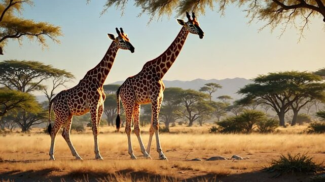 Girrafes in the forest