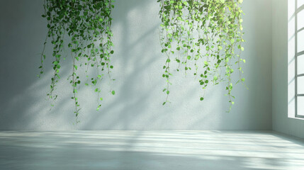 Obraz premium Chlorophytum comosum hanging on the wall beside the window