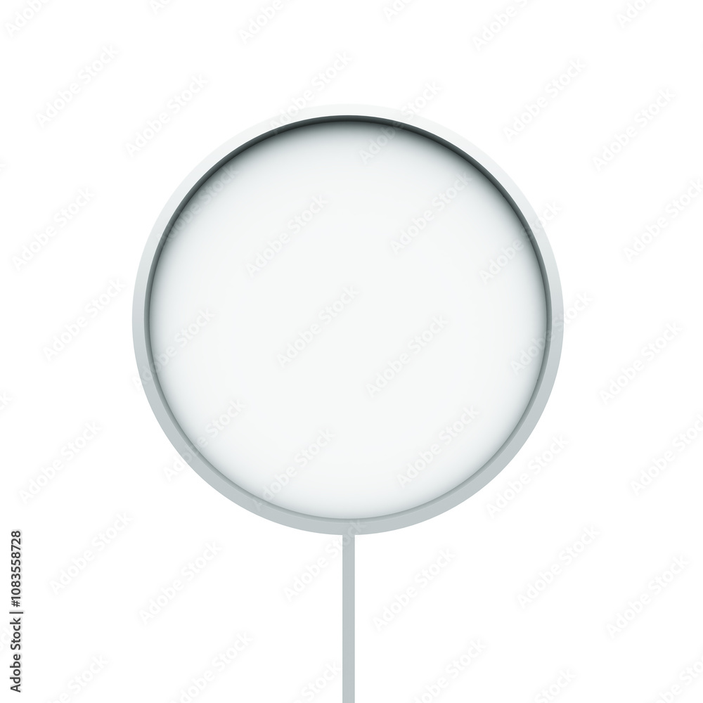 Poster circular sign mockup isolated on white background. minimalistic design with a thin frame. 3d renderi