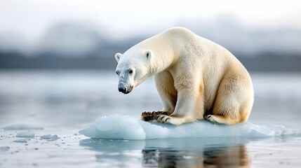 The image of a polar bear stranded on a small piece of melting ice, desperately searching for a solid surface to rest on