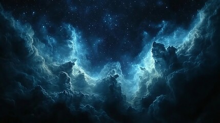 Obraz premium A dark blue night sky with stars and nebulae