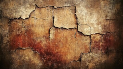 Obraz premium Cracked and Weathered Brown Wall Texture