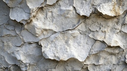 Fototapeta premium Textured Gray Rock Surface with Cracks and Layers, Dry and Weathered Appearance, Rough Natural Material Suitable for Background or Surface Design Projects