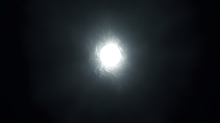 black background with a bright, glowing white light at the center, softly radiating outward eclipse