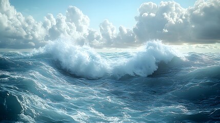 Naklejka premium a stromy sea with a huge wave