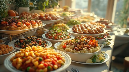 Obraz premium Beautifully Arranged Gourmet Dish on a Restaurant Table