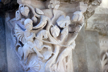 Benedictine abbey of Vezelay. Decorated capitals.  12 th century.  Vezelay.  France.