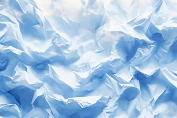 Obraz premium Soft crumpled paper texture in light blue tones with intricate folds and a cloud-like effect, creating an airy and abstract composition. Ideal for artistic backgrounds and creative projects.