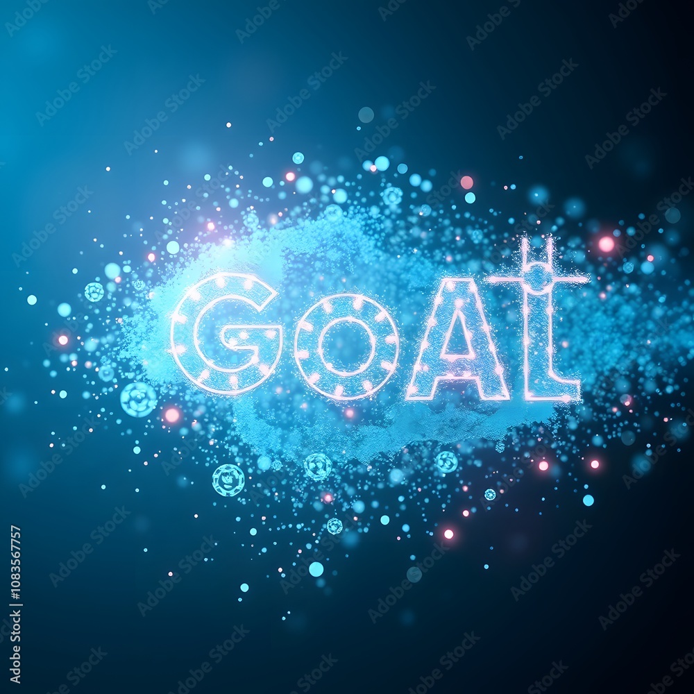 Poster enhancing business success through innovative solutions and glowing translucent fluorescence in digi