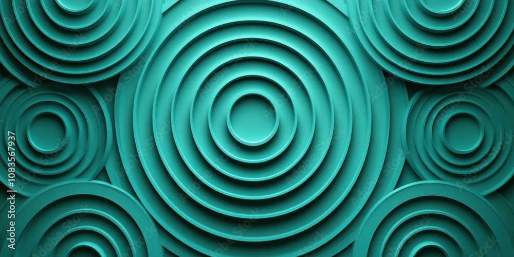 Aufkleber abstract teal concentric circles pattern