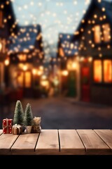 Empty wooden desk with space for product AI generated illustration