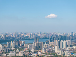 Obraz premium Landmark view of two rivers and four banks city in Wuhan, China