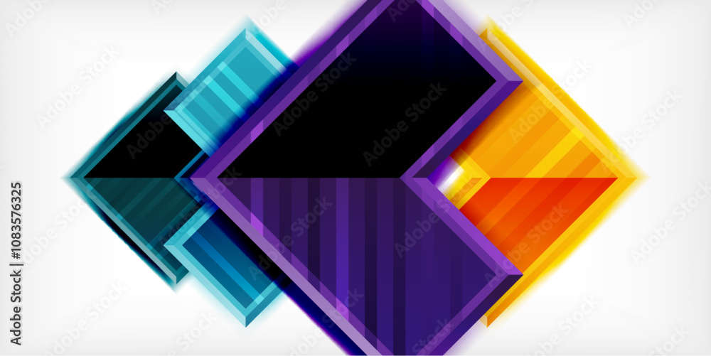 Poster Arrow symbols created with 3d effects and line texture geometric abstract background