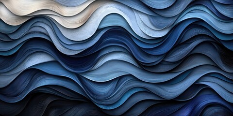 Fototapeta premium Abstract Blue and White Wavy Pattern with Textured Surface