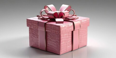 Gift presentation action 3d render icon pink gift box isolated cutout elegant environment minimalist viewpoint for celebratory concepts