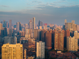 Obraz premium Landmark view of two rivers and four banks city in Wuhan, China