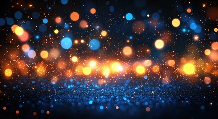 Obraz premium Abstract Blue and Orange Bokeh Lights with Sparkle