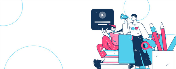 Education and learning people flat vector concept hand drawn illustration
