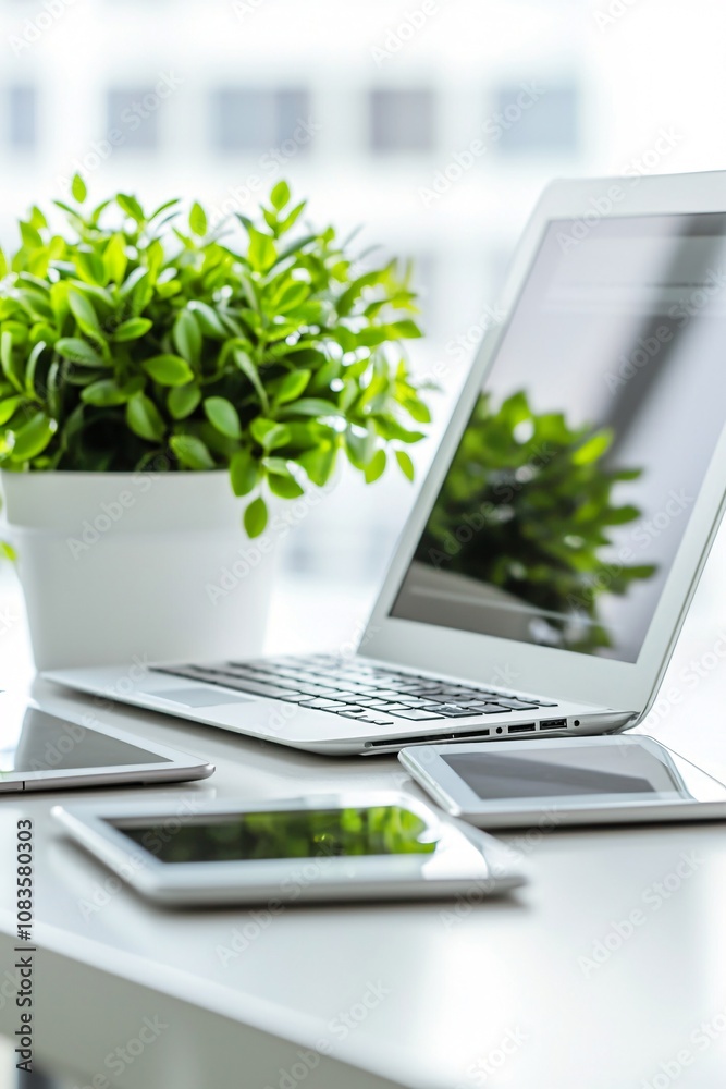 Poster interactive mockup of a branded website interface displayed on multiple devices, including tablet an