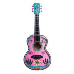 Flamenco Guitar in Vibrant Colors with Sunburst Design and Decorative Trim