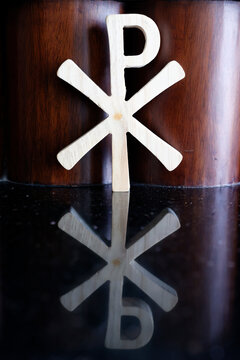 The Chi Rho  is one of the earliest forms of the Christogram, formed by superimposing the first two  letters&Ntilde;chi and rho () of the Greek word . Surabaya. Indonesia.