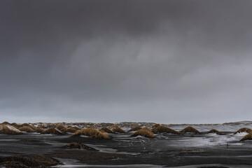 Obraz premium Stokksnes and the Vestrahorn Southern Iceland beautiful Mountain Landscape in winter