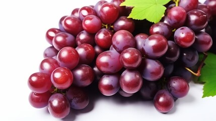 Fototapeta premium Fresh Red Grapes on White Background