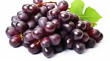 Fototapeta premium Fresh Purple Grapes on White Background