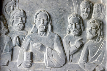 Obraz premium Tan Hoa Church. Passion of Christ. The last supper. Jesus and his apostles.