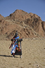 Mongolian shaman is spiritually connected to his ancestors