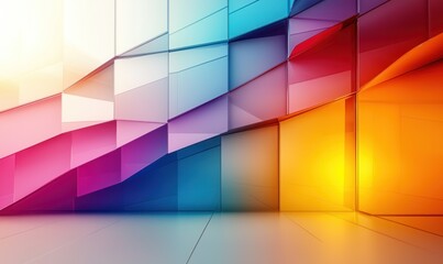 Fototapeta premium Abstract Geometric Colorful Wall with a Bright Yellow Accent