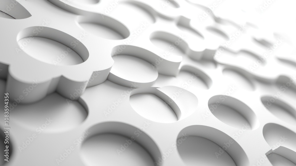 Poster Abstract White Circular Pattern with Depth and Texture