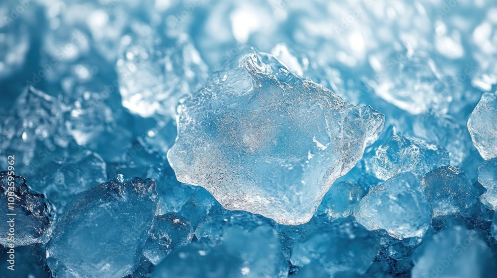 Aufkleber close-up of a large ice cube surrounded by smaller ones